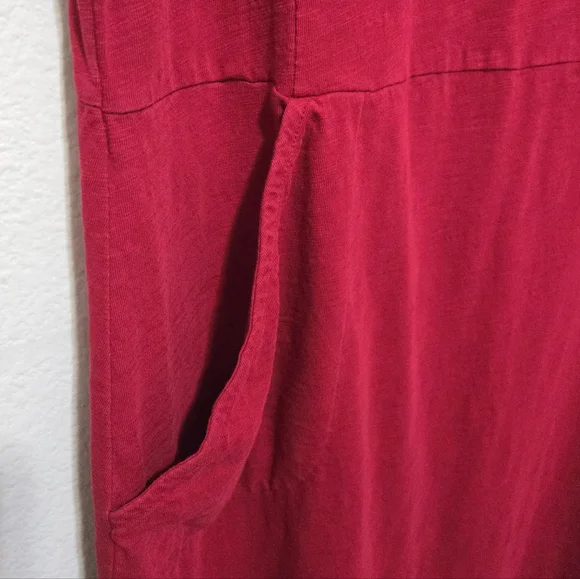 J JILL Red Cotton T-Shirt Dress with Short Sleeves and Pockets Size 1X - Picture 2 of 11